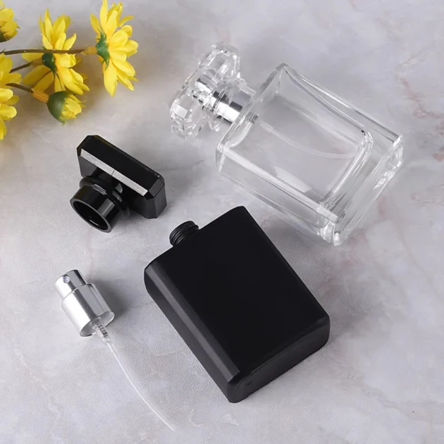 30ml 50ml Glass Perfume Bottle Transparent Black Mist Spray Bottle Empty Perfume Vial Cosmetic Container for Travel - Image 3